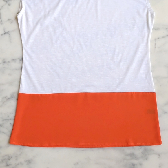 NWOT. The Limited Rayon Blended White and Orange Sleeveless Long & Loose Fit Top - Picture 4 of 4